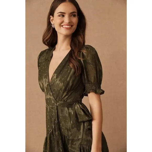 New Anthropologie Biscayne Ruffle Wrap Dress size L - Picture 3 of 10